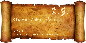 Kluger Zakariás névjegykártya